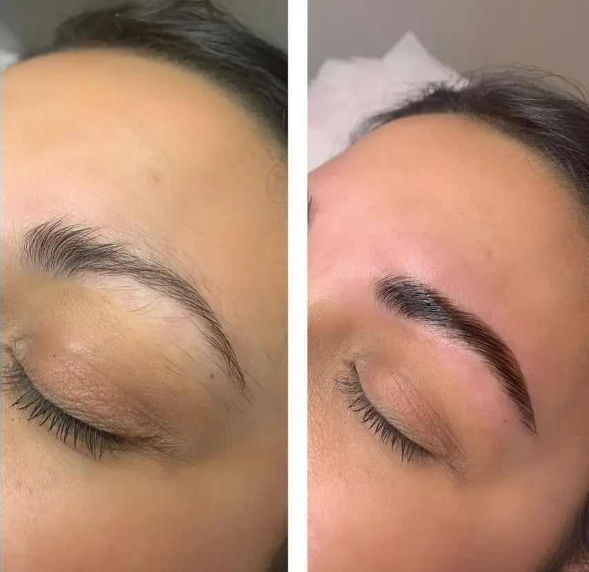 example of eyebrow lamination before and after